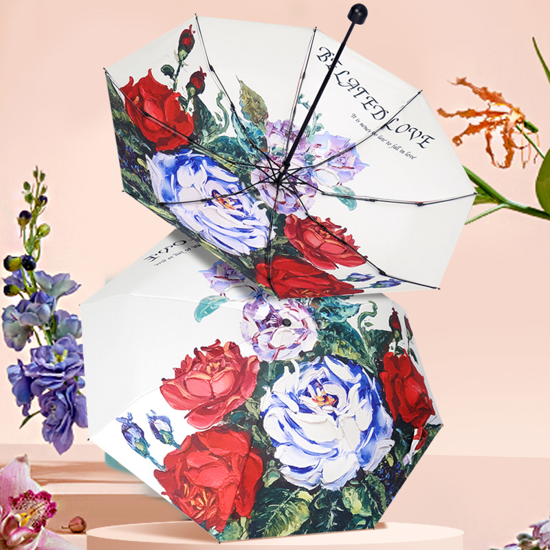 胶囊遮阳伞户外防晒花卉礼品伞晴雨两用便携折叠太阳伞定logo广告