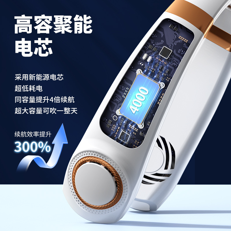 2023 New portable neck-hanging fan, USB handheld silent multi-functional bladeless mini electric fan, cross-border Specification image
