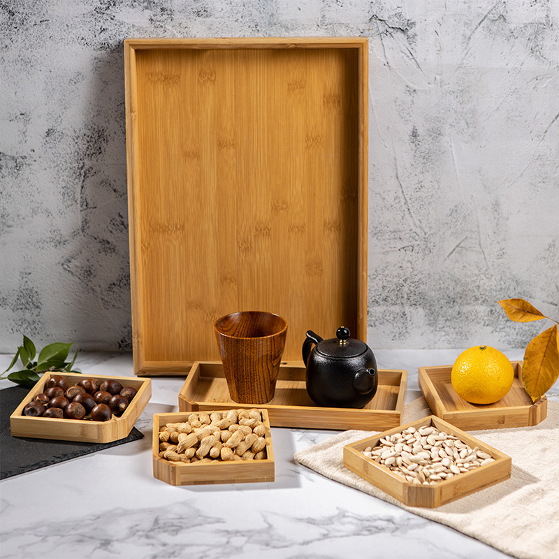 Cook Tea Dried Fruit Tray Candy Box Creative Tray Chinese Wooden Dim Sum Box New Year Home Tea Plate Wholesale details Picture
