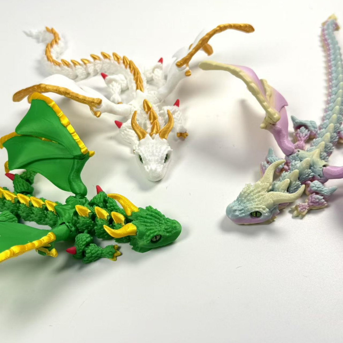3D Printed Multi-Color Toy Best-Selling Large-Horned Flying Dragon Joint Movable Three-Dimensional Children's Decorative Gift Model