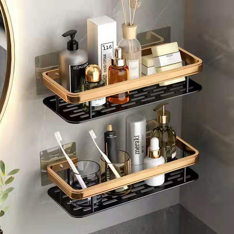 Space Aluminum Bathroom Shelf Aluminum Plate Kitchen Rag Rack Cosmetics Household Storage Wall Hanging Shelf full figure