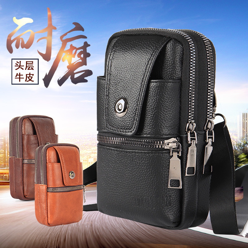 New Leather Fanny Pack Wear Belt Multi-Functional Mobile Phone Bag Site Work Mobile Phone Cover Men's Single Shoulder Diagonal Vertical Hanging Bag Application Scenario