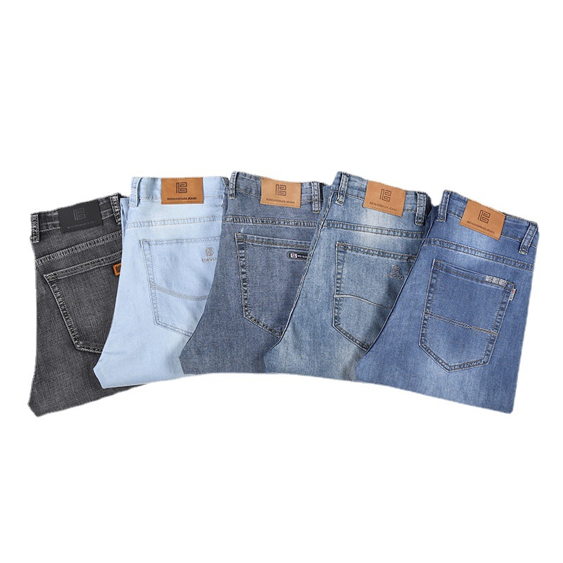 Men's summer thin, loose, large-sized wide-leg straight-leg jeans, trendy casual pants wholesale, middle-aged men's pants Item Picture