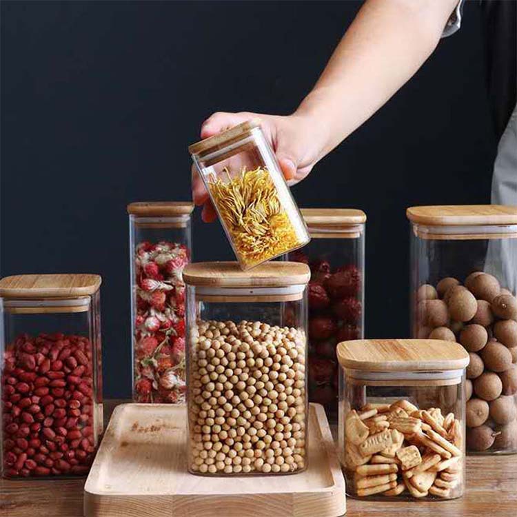 Manufacturers Wholesale Square High Borosilicate Glass Multi-Functional Storage Tank Kitchen Grain Sealed Tank Specification drawing