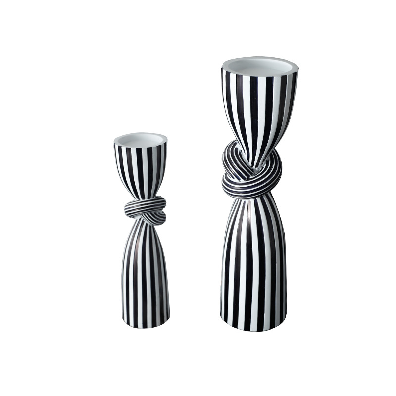Creative striped candlestick ornaments, home living room decorations, resin handicrafts, office decorations, wine cabinets, a sense of luxury Item Picture
