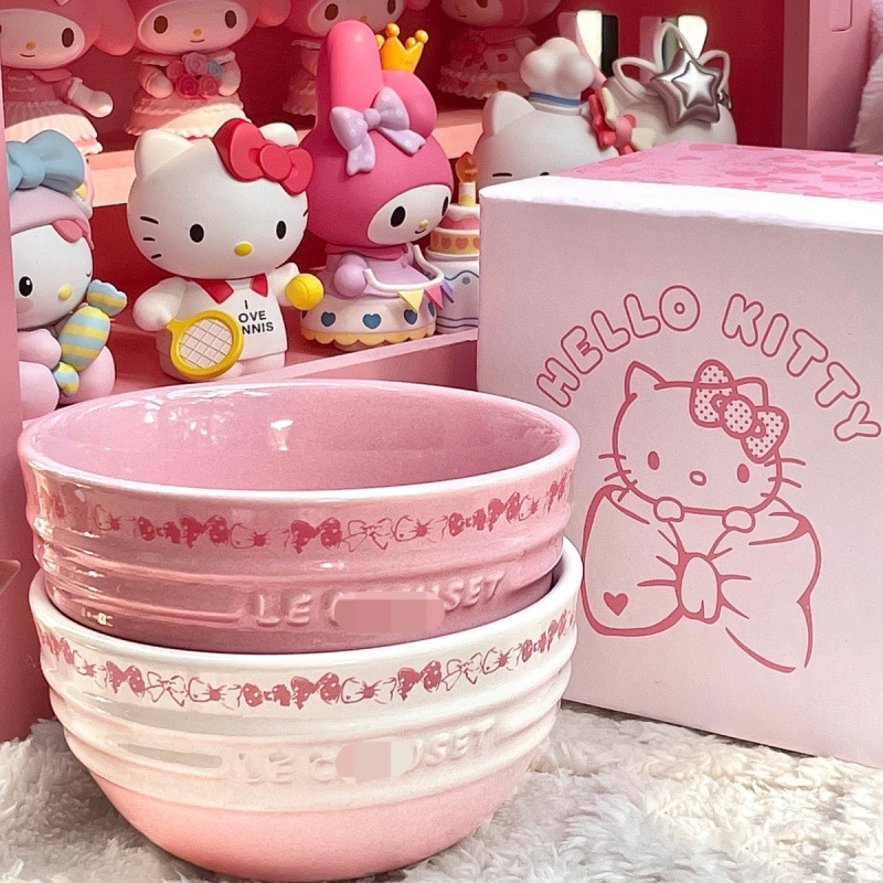 法国很酷彩色联名款hellokitty碗可爱家用学生吃饭碗餐具礼物套装