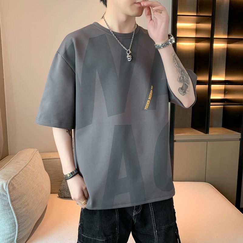 Original manufacturer's short-sleeved T-shirt for men's summer, thin ice silk loose, trendy brand, half-sleeved casual wear Specification image