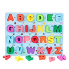 蓝底木质数字形状字母板手抓板儿童益智早教玩具拼图男女宝宝工厂