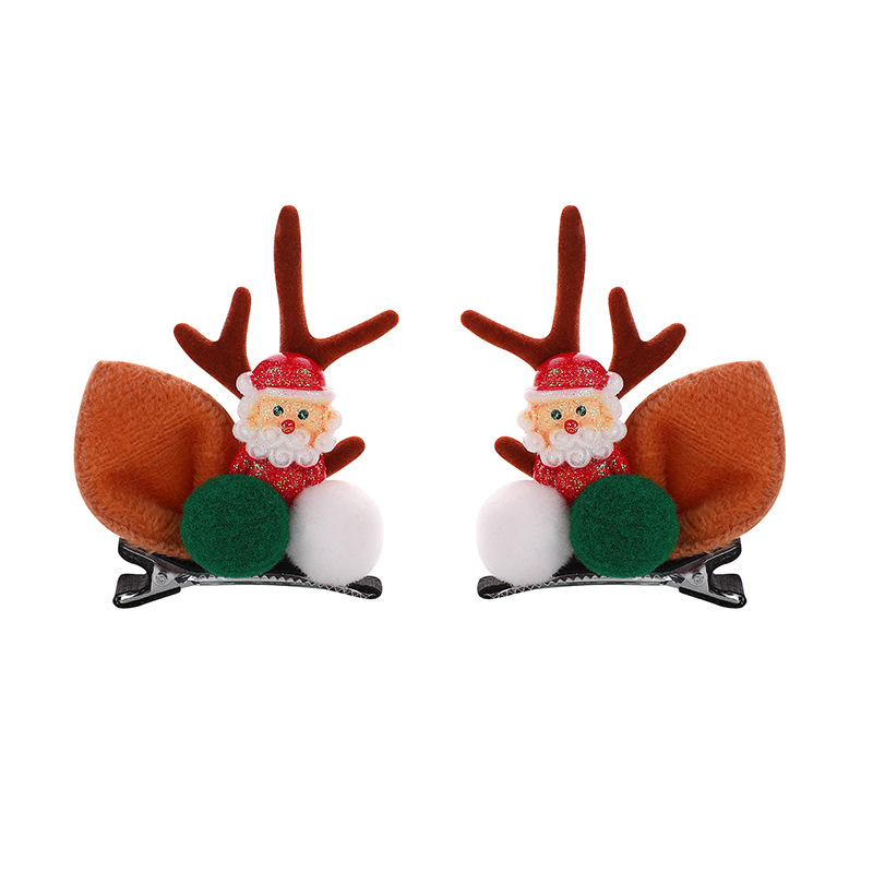 Christmas hairpins, Christmas atmosphere, antler berry hairpins, cute cartoon Santa Claus, elk antler hairpins Item Picture