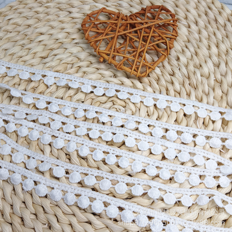 Best-selling single-sided small ball cotton thread lace, one bean, one lentil lace scarf, bag, small ball children's clothing, milk thread Specification image