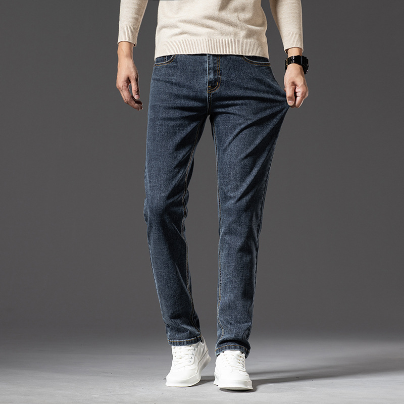 New Spring/Summer 2023 Spring/Summer stretch, loose, slim and well-fitting small straight-leg high-quality men's long jeans details Picture