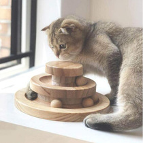 Cat toy Cat Turntable Solid wood sisal since hi teasing cat stick Cat scratching post multi-functional durable cat toys cat supplies