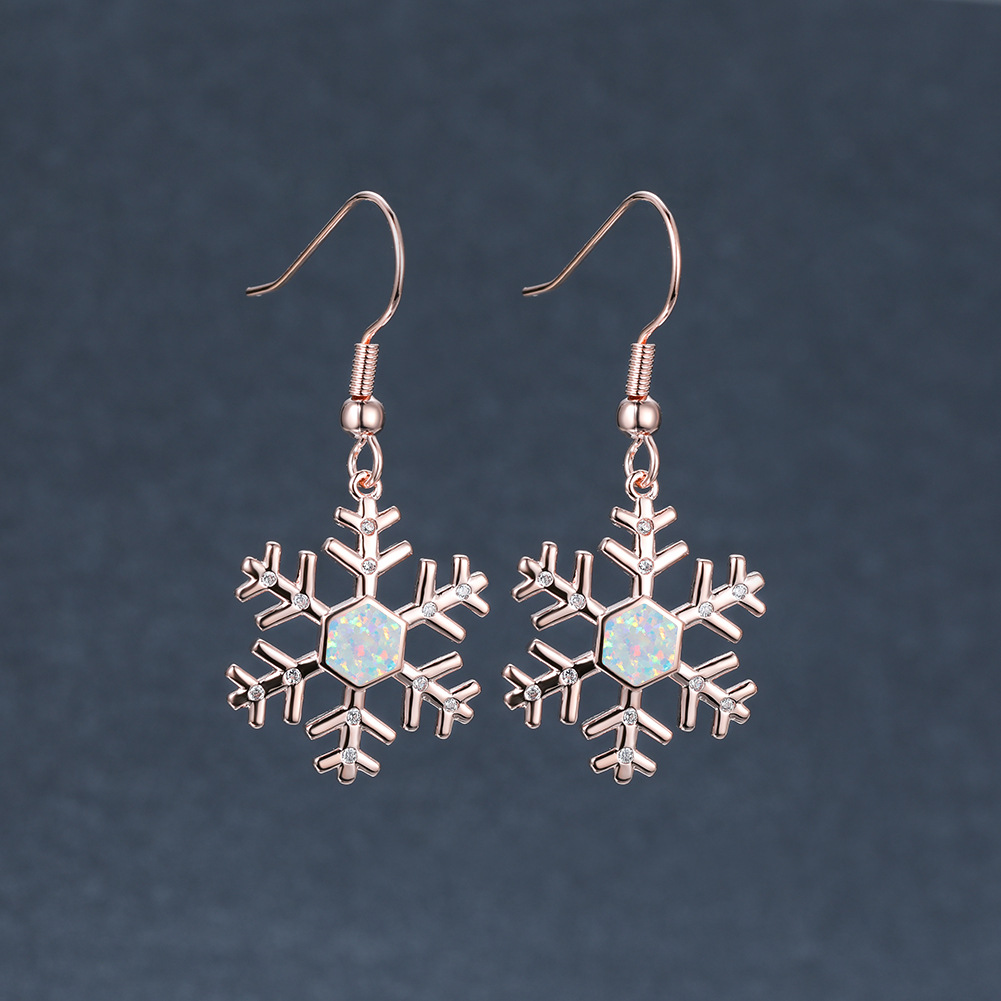 Cross-Border Wish Express Express Opal Snow Earrings Fashion Commuting Gentle Manufacturers Supply A Wholesale details Picture
