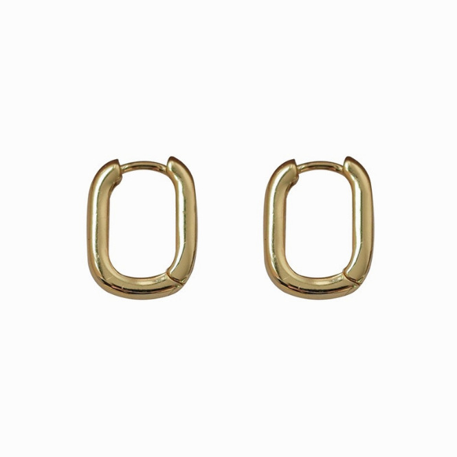 French U-shaped oval ear rings for women, simple and cold style, niche design, fashionable and versatile, retro and elegant earrings Item Picture