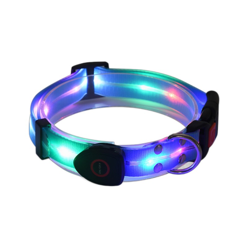 LED light-emitting collar, usb charging pet collar with light, pvc rubber-coated webbing dog leash, luminous dog collar Item Picture
