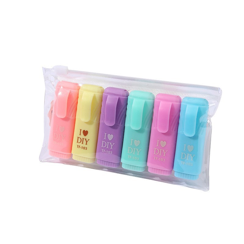 6-Color Cartoon Marker Mini Style Highlighter For Children's Drawing Graffiti Marker For Emphasis Marker Item Picture