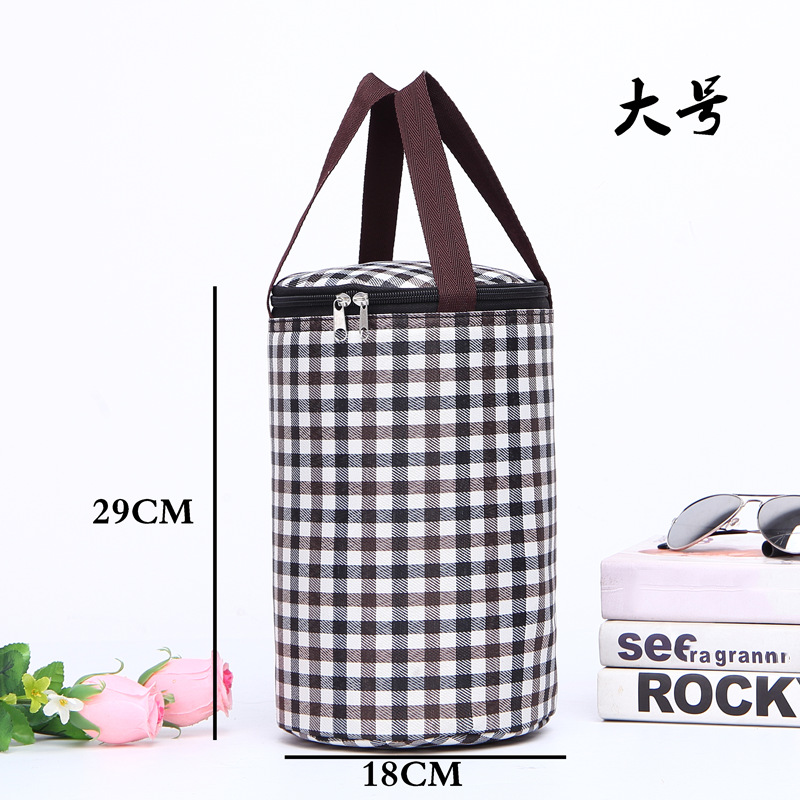 2024 Insulated bucket Lunch box bag Insulated bag Large capacity with rice, stainless steel sleeve insulated and fresh-keeping aluminum foil round meal bag details Picture