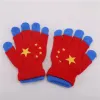 National trend Five-Star Red Flag gloves for children aged 3 to 6, winter cartoon woolen warm gloves for boys, and writing gloves for kindergarten babies Specification image
