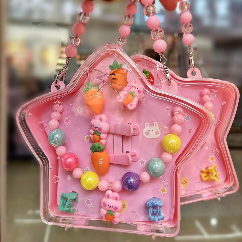 Children's Necklace Earring Set Crystal Resin Girl's Adornment Girl's Princess Handbag Set Jewelry Wholesale details Picture