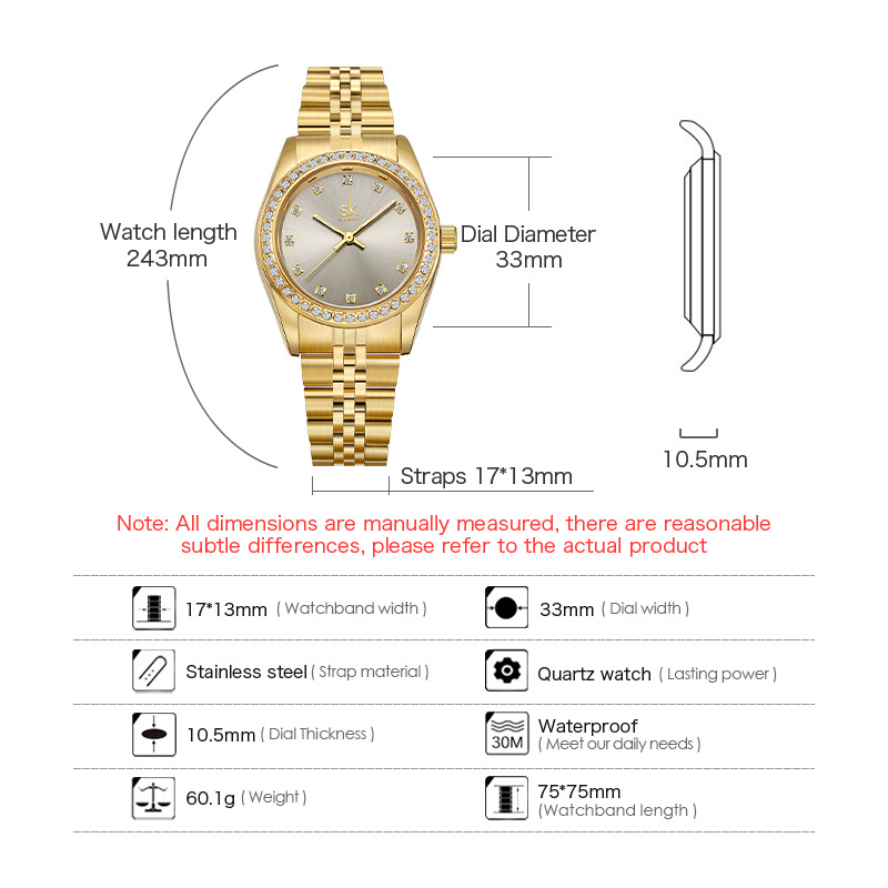 SK Women's Watch with steel band business light Luxury Fashion Waterproof diamond-encrusted British Watch Cross-border 0156 Application Scenario