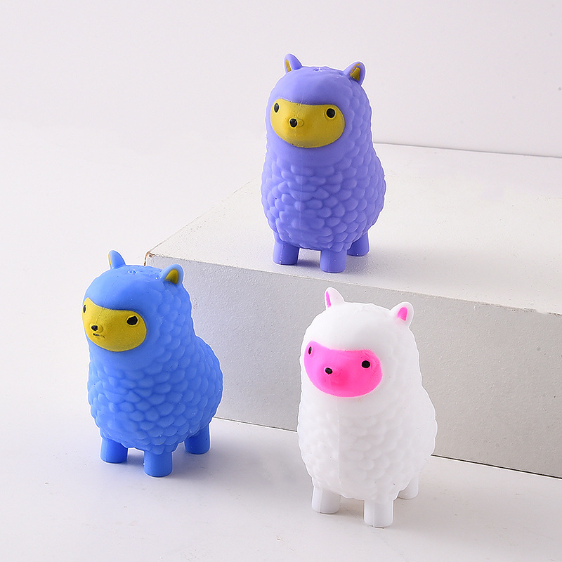 新款可爱动物羊驼面粉球发泄球 创意TPR捏捏乐儿童弹力减压玩具