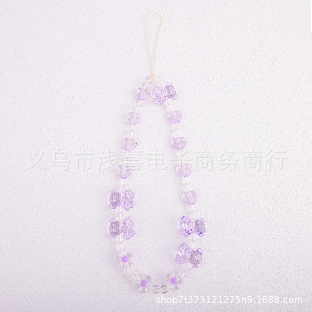 New candy bear beaded chain pendant, hand-painted beaded chain keychain pendant, Instagram cute mobile phone chain lanyard Specification image