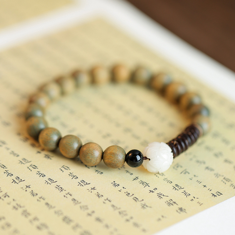 Green Sandalwood Buddha Bead Bracelet For Girls Simple Buddha Bead Wooden Incense Bracelet For Lovers Sandalwood Bracelet For Men Ethnic Wind Bracelet details Picture
