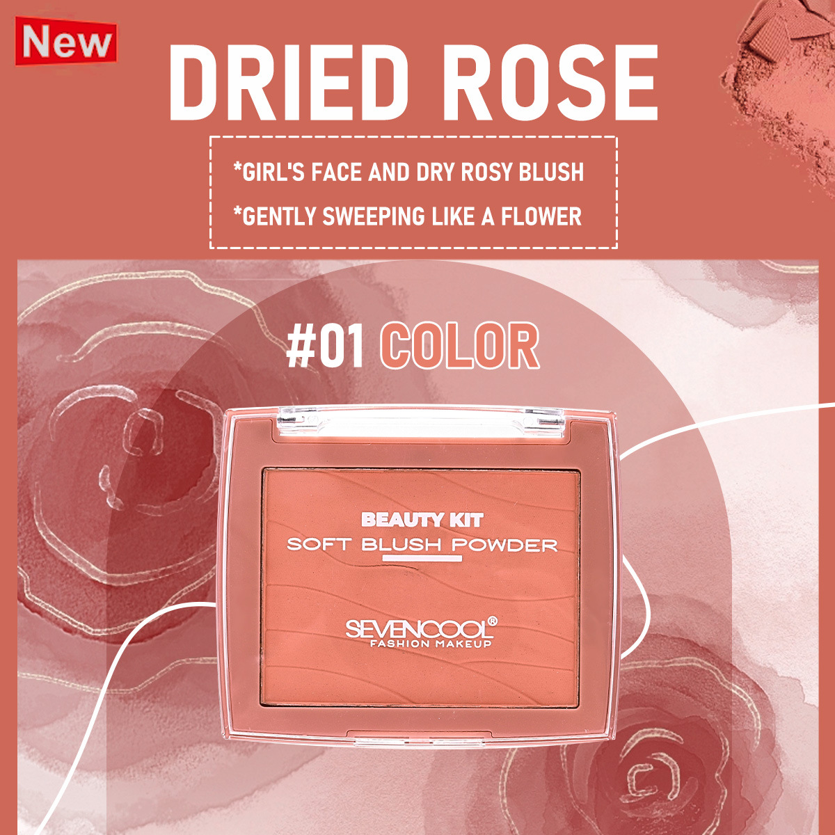 SEVENCOOL Blush matte, long-lasting whitening, easy to apply, blush cosmetics, makeup, nude series, single color blush Specification image