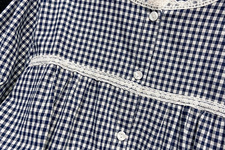 Wholesale of sweet round-neck lace checkered long-sleeved shirts and girls' baby shirts with a fresh Japanese style in the autumn of 2022 Specification image