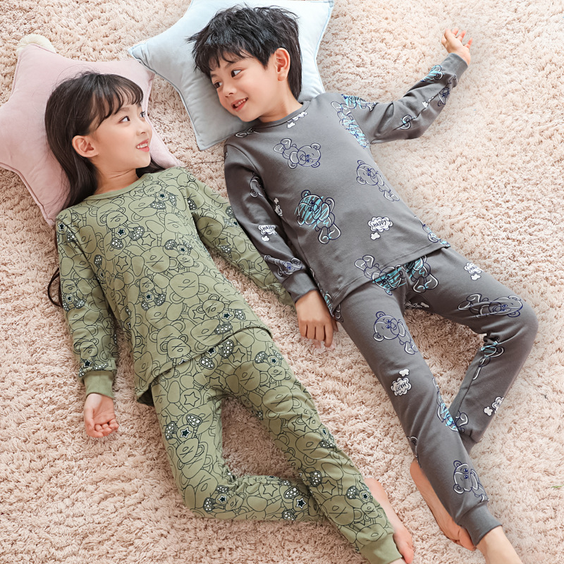 Boys' thermal underwear and long Johns, children's underwear set, girls' pure cotton spring and autumn all-cotton, girls' pajamas, cotton sweaters