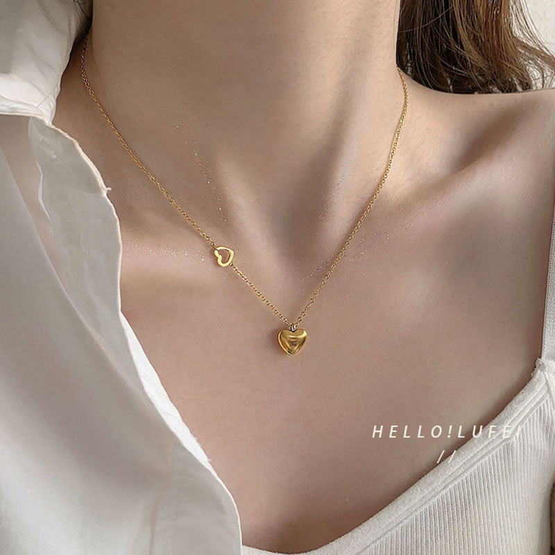 South Korea Love Necklace Female Collarbone Chain Light Luxury Simple Ins All Retro Accessories Female Niche Design Sense Necklace details Picture