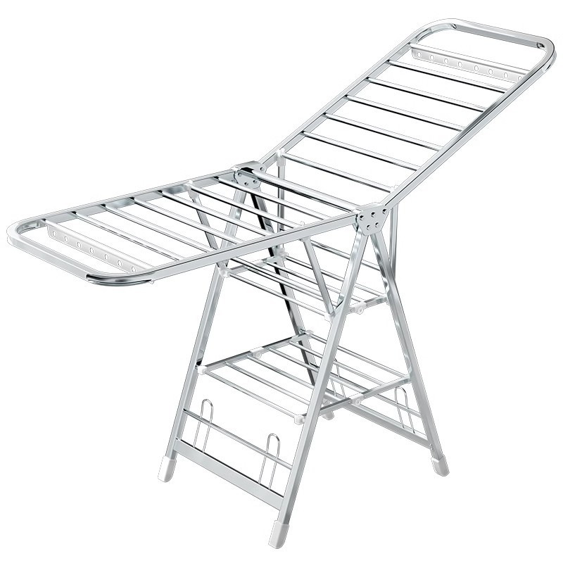 不锈钢晾衣架家用落地折叠阳台晒衣架厂家供应婴儿衣物被子晾干架