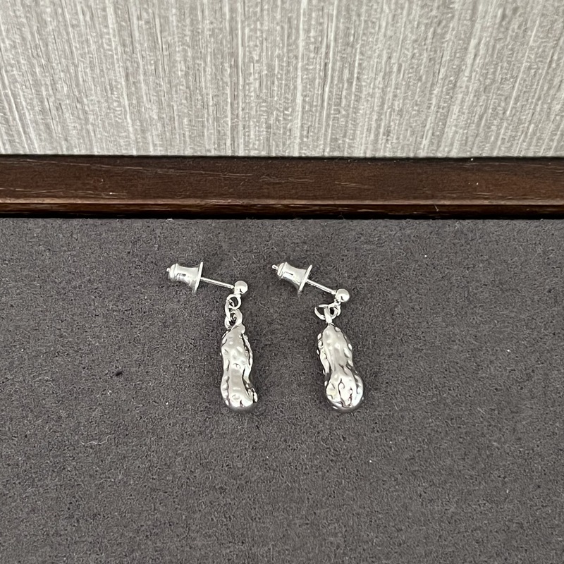 Niche design 925 Silver Good News Peanut Earrings, high-end festival gift, original design two-color pendant earrings pic 3
