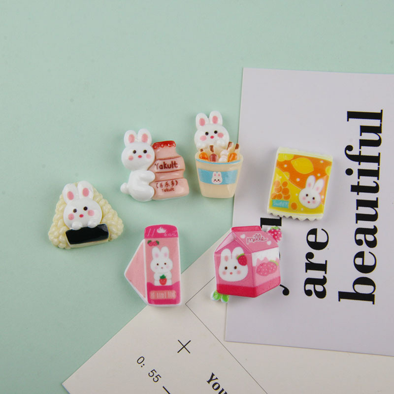 Cute little rabbit skewers cartoon, new resin accessories, cream glue ornaments, diy phone cases, hair clips, handcrafted wholesale Application Scenario