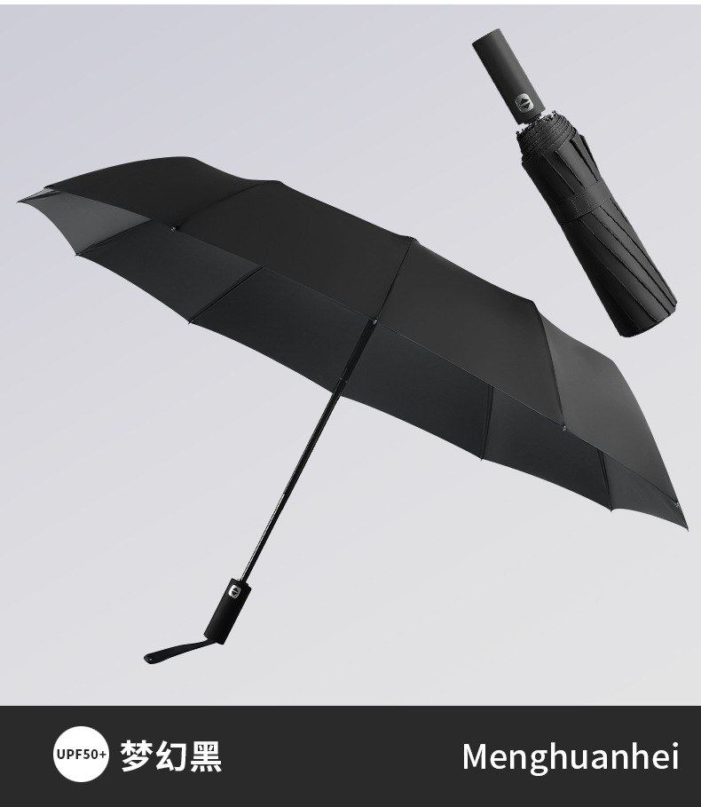24骨全自动雨伞加大加固加厚结实抗风暴黑胶晴雨两用定制雨伞批发详情25