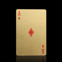 厂家生产批发金箔扑克牌 土豪金创意款pvc扑克 黄金色扑克牌生产