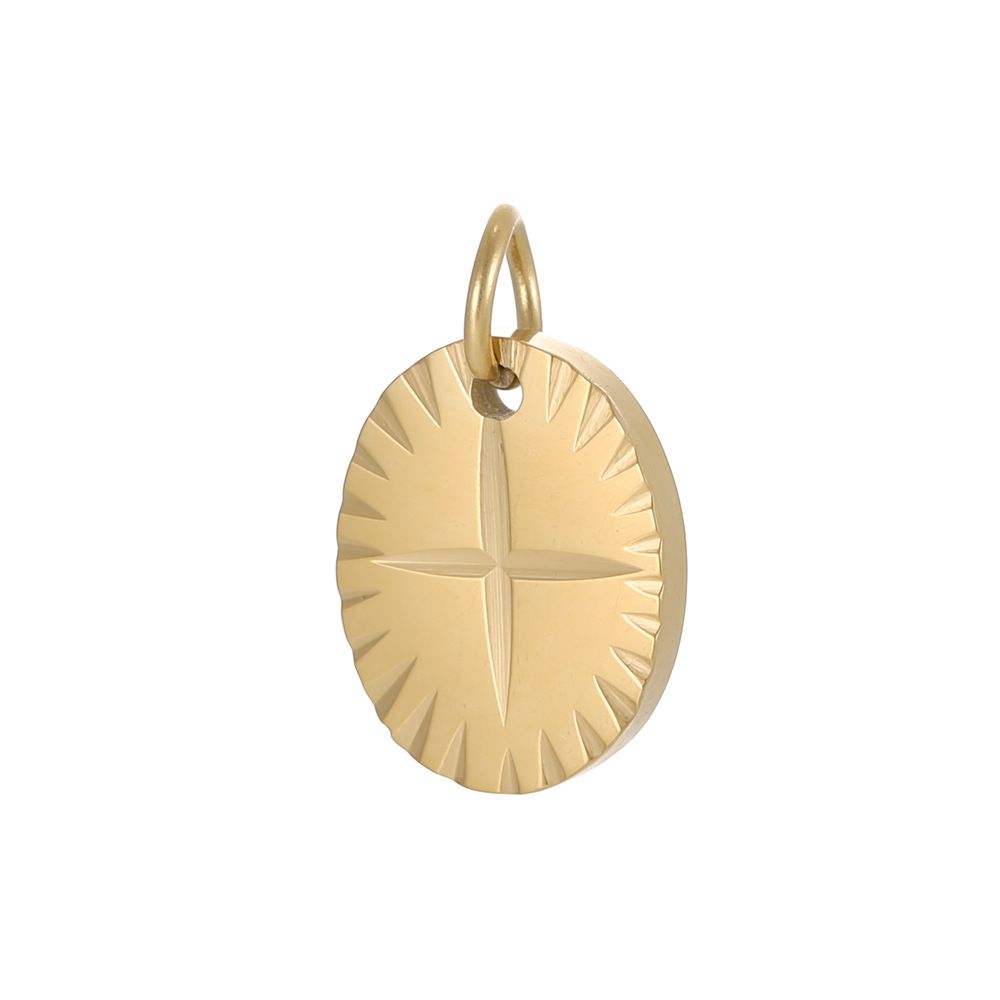 Cross-border best-selling stainless steel pendant texture pattern round plate heart four-leaf clover diy bracelet necklace accessory pic 35