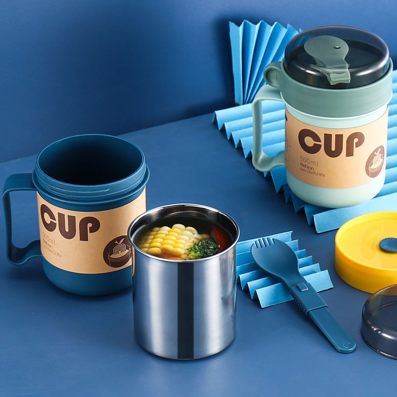 304 stainless steel student soup cups, summer breakfast milk cups with tableware, portable sealed portable cups, gift wholesale