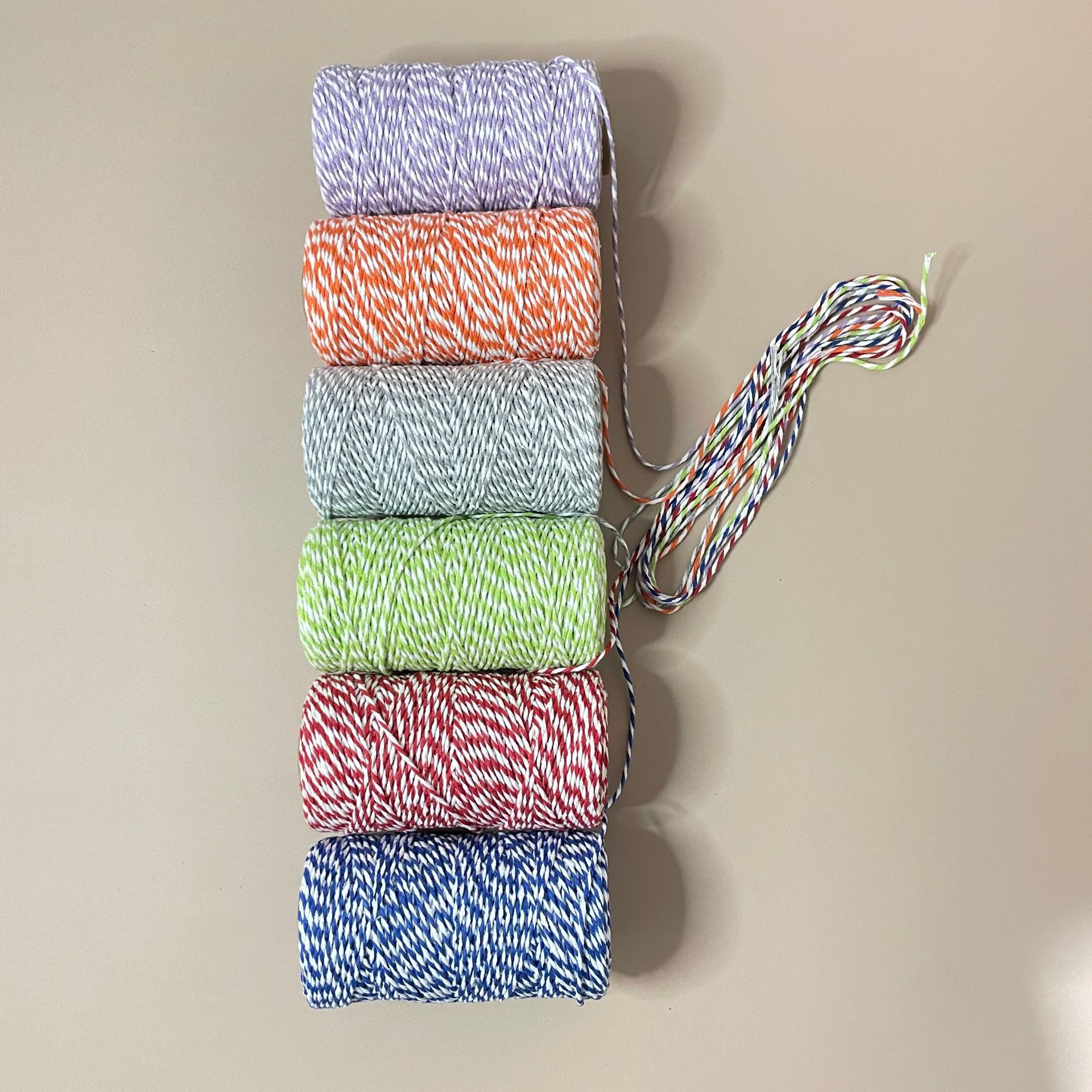 15-color stock 2mm double-color cotton string, zongzi string, tag string, gift packaging string, diy accessories, 100-meter roll details Picture
