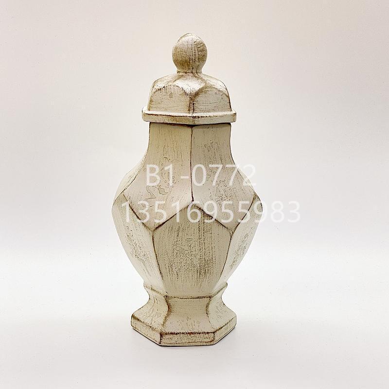 American country retro metal white ceramic vase decoration hand-painted storage jar ornament jar Golden castle vase Application Scenario