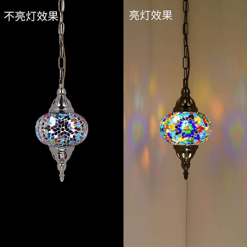 Qianlian Turkish glass chandelier, coffee shop, Xinjiang restaurant, hotel balcony, exotic romantic bar counter, large chandelier details Picture