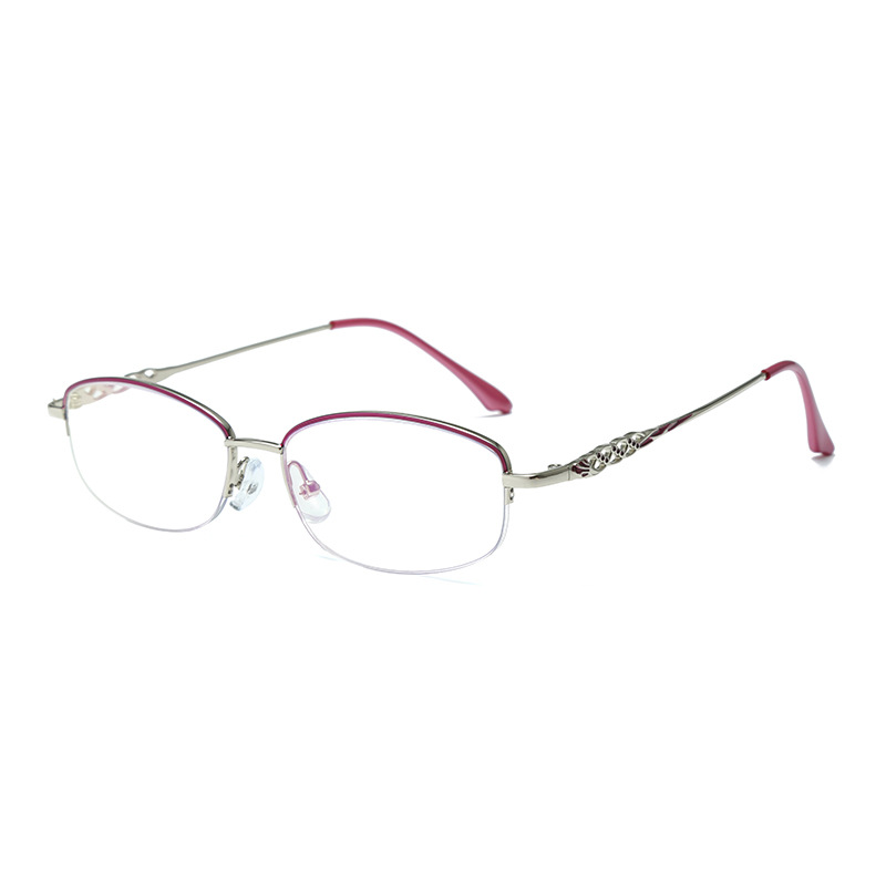 New anti-blue light reading glasses for women, fashionable half-frame reading glasses, comfortable metal reading glasses Item Picture