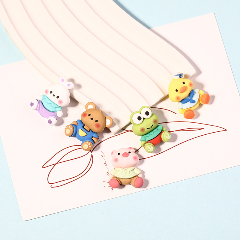 New resin accessories cartoon animal series diy cream glue phone case patch storage box hair accessory material bag Specification image