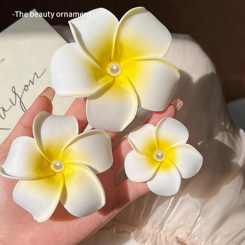 Super fairy-like frangipani headwear, summer seaside beach vacation photo clips, frangipani hairpins, Dai ethnic headwear Specification image