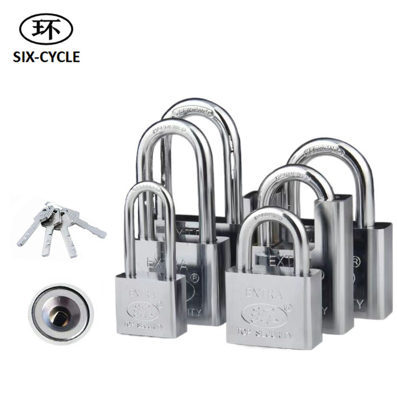 Factory direct sales of 30mm square long and short beam small padlock of ring brand, imitation stainless steel blade lock, single opening padlock
