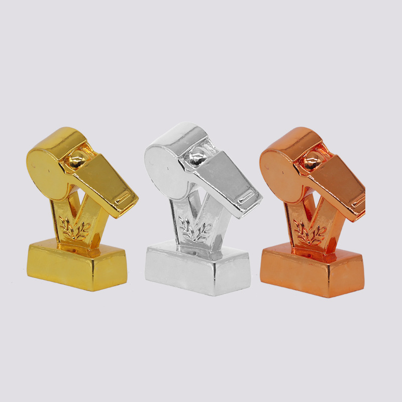 Football trophies, referee whistle trophies, gold-plated resin handicrafts, electroplated resin sports trophies, factory direct delivery details Picture
