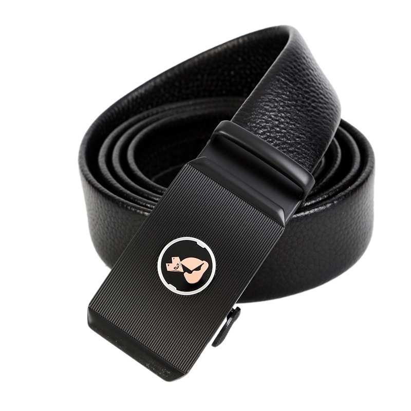 Men's self-locking durable business and casual belt for young people, supermarket special sale, self-owned brand belt for men details Picture