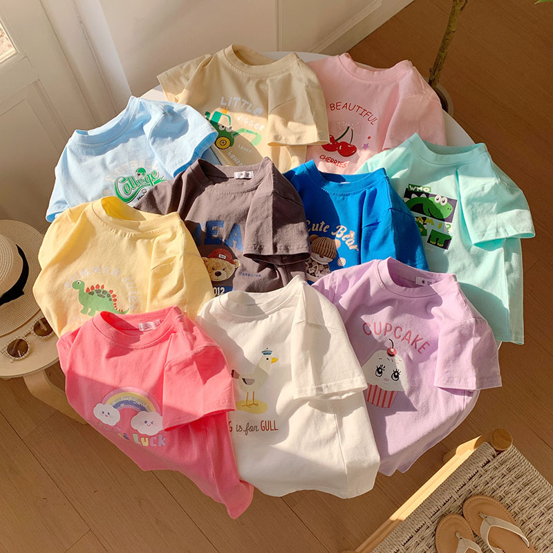 Transfronterizo de comercio exterior de niños niños manga corta camisetas para niños ropa de niñas 2026 cartoon print tops niños media manga