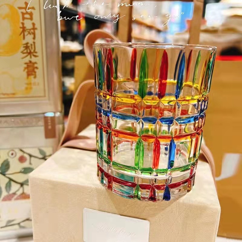 Painted whisky wine glass, crystal glass, holiday gift, designer's same style, hand-woven line water glass, high-end