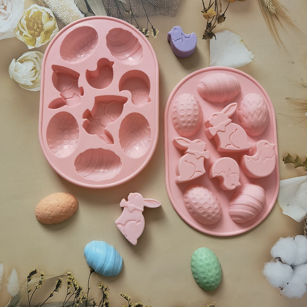 9连兔子复活蛋蛋糕硅胶模具插片蜡烛翻糖滴胶饼干模果冻布丁模具图